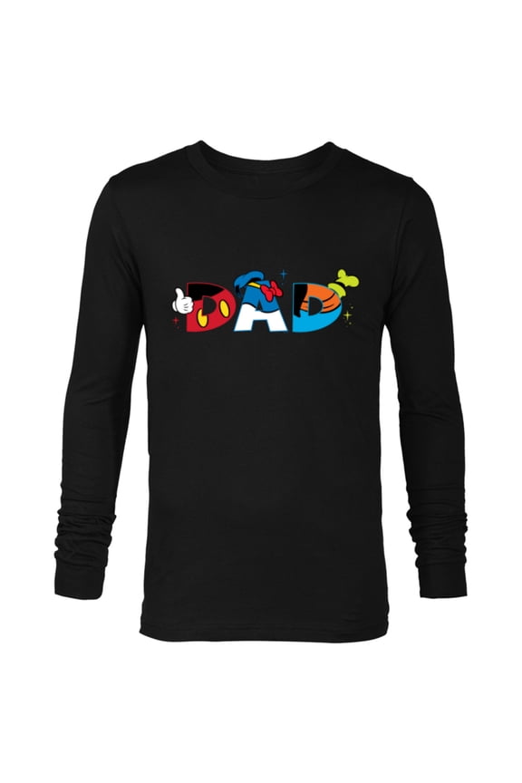 Mickey Mouse and Friends Dad Father’s Day Birthday - Long Sleeve T-Shirt for Men - Customized-Black