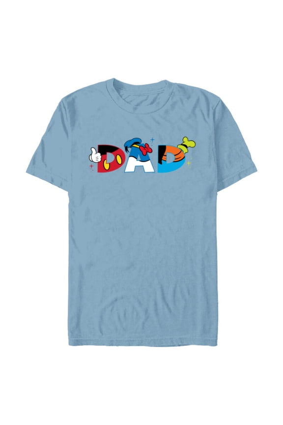 Mickey Mouse and Friends Dad Father’s Day Birthday - Short Sleeve Blended T-Shirt for Adults - Customized-Ocean Blue