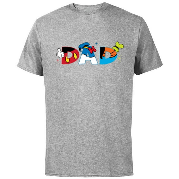 Disney Mickey Mouse and Friends Dad Father’s Day Birthday - Short Sleeve Cotton T-Shirt for Adults - Customized-Athletic Heather