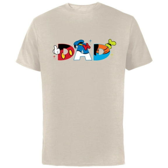 Disney Mickey Mouse and Friends Dad Father’s Day Birthday - Short Sleeve Cotton T-Shirt for Adults - Customized-Natural