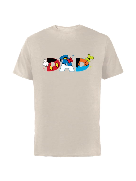 Mickey Mouse and Friends Dad Father’s Day Birthday - Short Sleeve Cotton T-Shirt for Adults - Customized-Natural