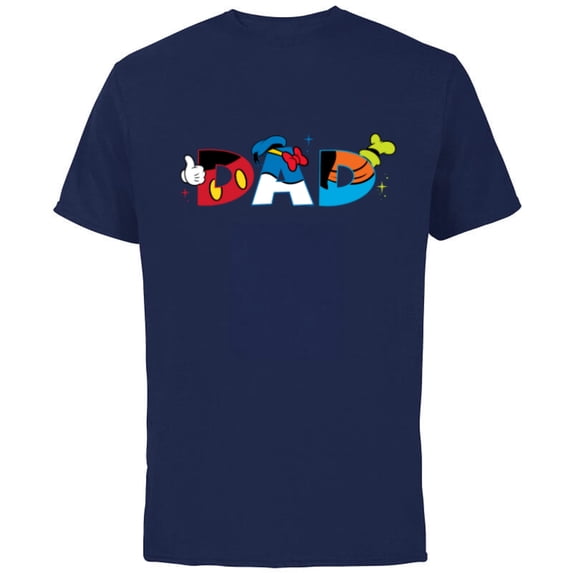 Disney Mickey Mouse and Friends Dad Father’s Day Birthday - Short Sleeve Cotton T-Shirt for Adults - Customized-Navy