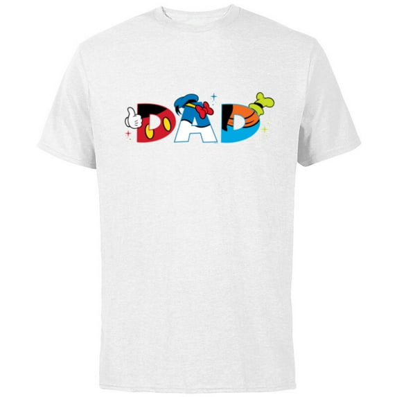 Disney Mickey Mouse and Friends Dad Father’s Day Birthday - Short Sleeve Cotton T-Shirt for Adults - Customized-White