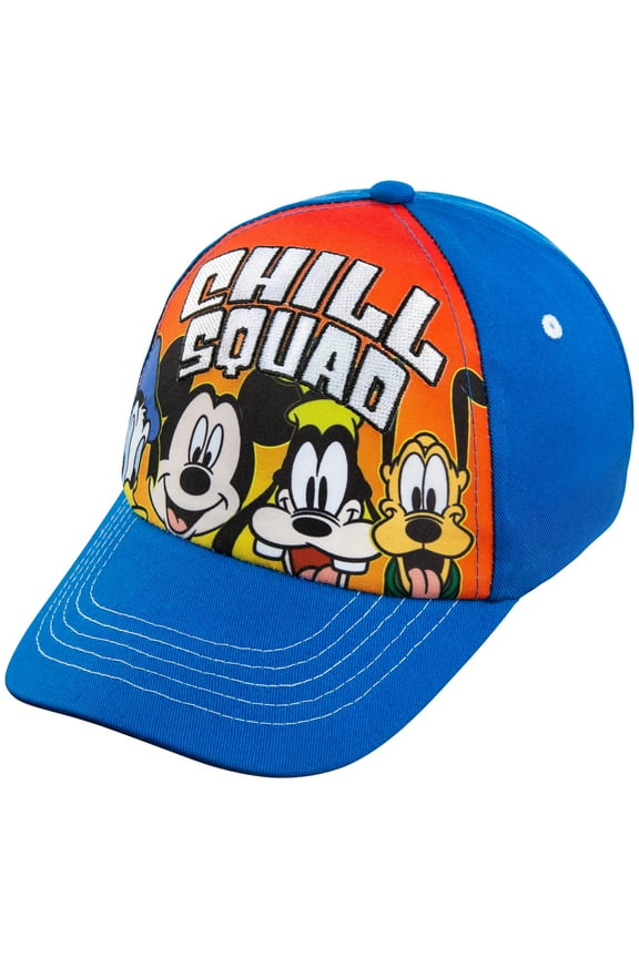 Mickey Mouse and Friends Donald Duck, Goofy and Pluto Chill Squad Baseball Cap - Boys 4-7 Years 100% Cotton Royal Blue