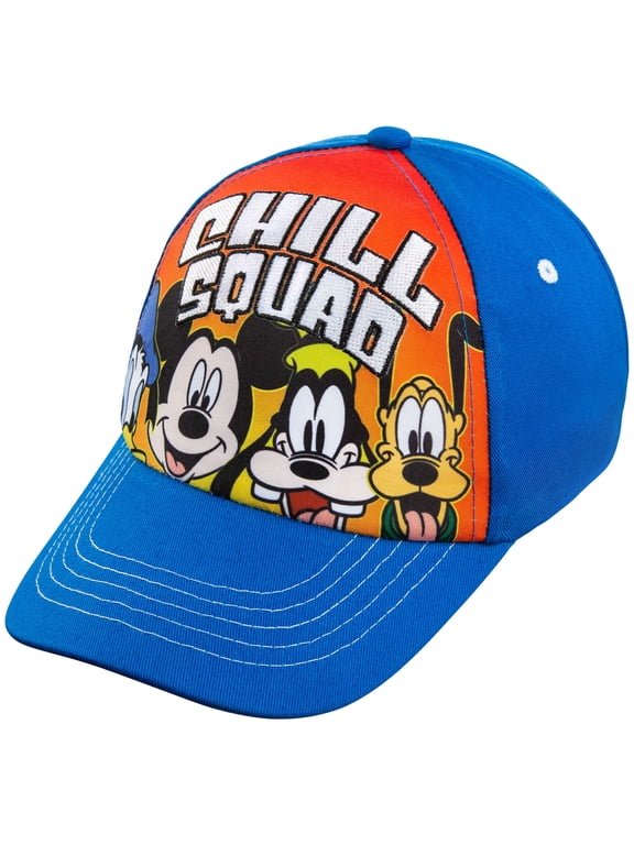 Mickey Mouse and Friends Donald Duck, Goofy and Pluto Chill Squad Baseball Cap - Boys 4-7 Years 100% Cotton Royal Blue