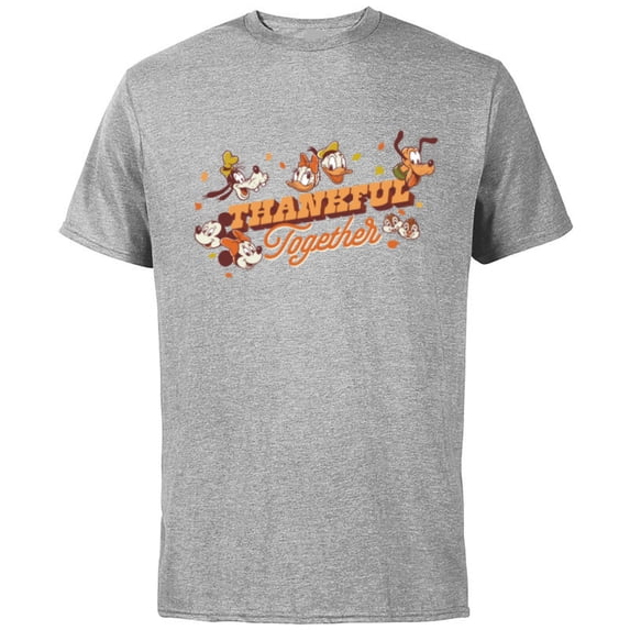Disney Mickey Mouse and Friends Fall Thankful Together - Short Sleeve Cotton T-Shirt for Adults - Customized-Athletic Heather