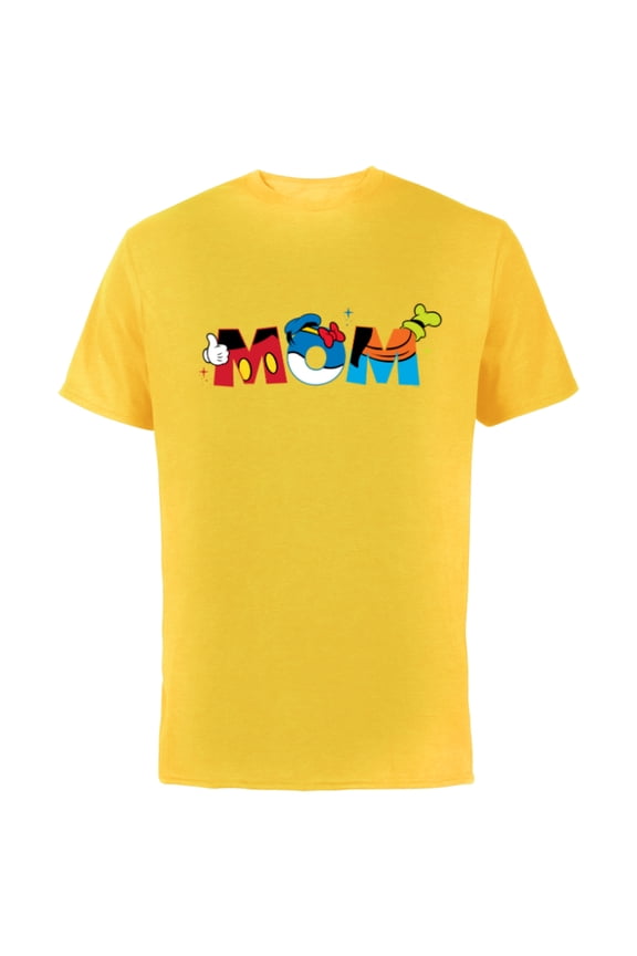 Mickey Mouse and Friends Mom Mother’s Day Birthday - Short Sleeve Cotton T-Shirt for Adults - Customized-Yellow