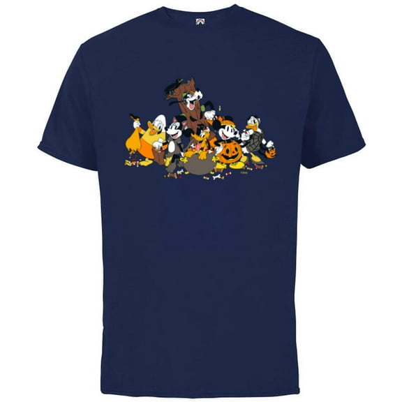 Disney Mickey Mouse and Friends Spooky Halloween Costumes - Short Sleeve Cotton T-Shirt for Adults - Customized-Athletic Navy