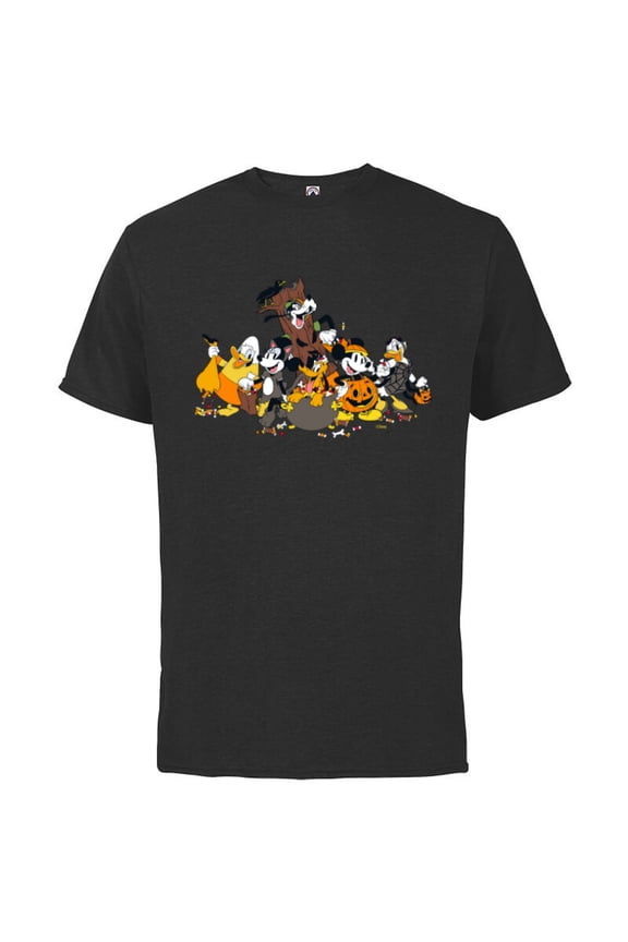 Mickey Mouse and Friends Spooky Halloween Costumes - Short Sleeve Cotton T-Shirt for Adults - Customized-Black