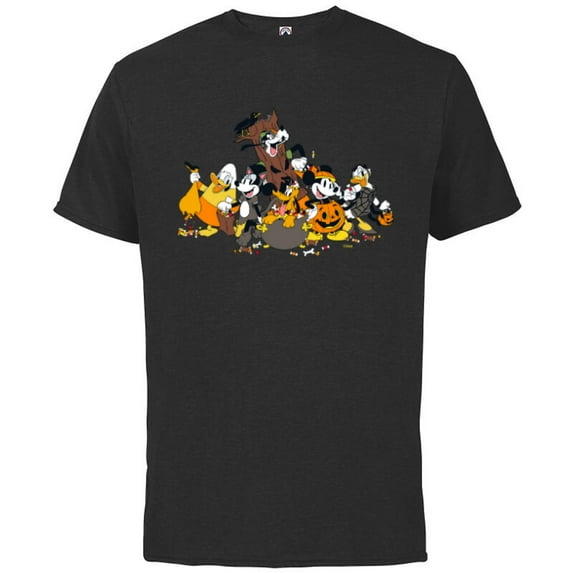 Disney Mickey Mouse and Friends Spooky Halloween Costumes - Short Sleeve Cotton T-Shirt for Adults - Customized-Black