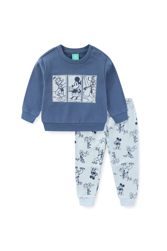 Mickey Mouse and Friends Sweatshirt and Waffle Knit Pants Set (Baby Boys), 2 Piece Set, Sizes 12M-24M