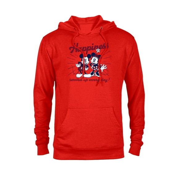 Disney Mickey Mouse and Minnie Mouse Happiness Retro Vintage - Pullover Hoodie for Adults - Customized-Red