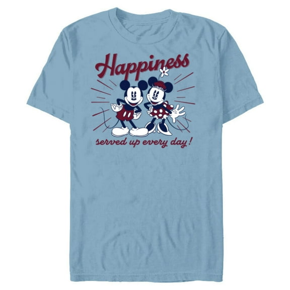 Disney Mickey Mouse and Minnie Mouse Happiness Retro Vintage - Short Sleeve Blended T-Shirt for Adults - Customized-Ocean Blue