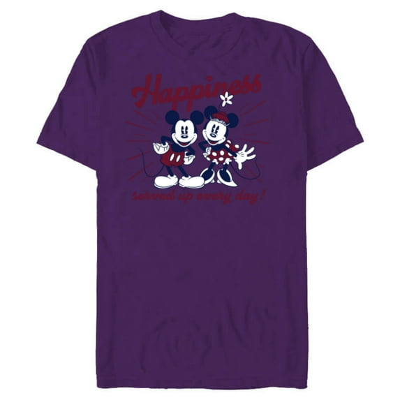 Disney Mickey Mouse and Minnie Mouse Happiness Retro Vintage - Short Sleeve Blended T-Shirt for Adults - Customized-Purple