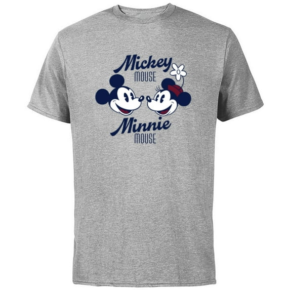 Disney Mickey Mouse and Minnie Mouse Together Retro Vintage - Short Sleeve Cotton T-Shirt for Adults - Customized-Athletic Heather