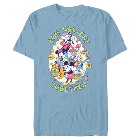 Disney Mickey Mouse and Pals Easter Egg-Cellent Together - Short Sleeve Blended T-Shirt for Adults - Customized-Ocean Blue