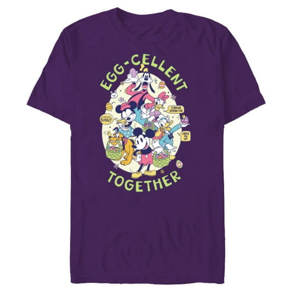 Disney Mickey Mouse and Pals Easter Egg-Cellent Together - Short Sleeve Blended T-Shirt for Adults - Customized-Purple
