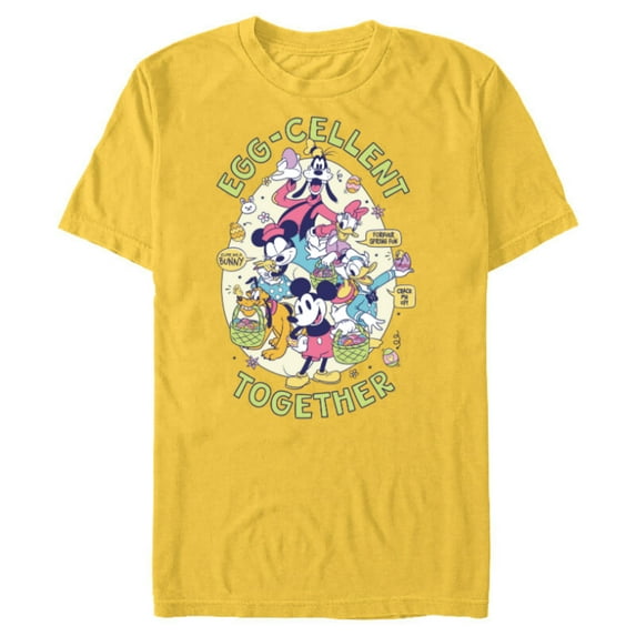 Disney Mickey Mouse and Pals Easter Egg-Cellent Together - Short Sleeve Blended T-Shirt for Adults - Customized-Yellow