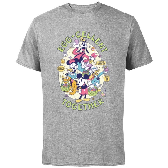 Disney Mickey Mouse and Pals Easter Egg-Cellent Together - Short Sleeve Cotton T-Shirt for Adults - Customized-Athletic Heather