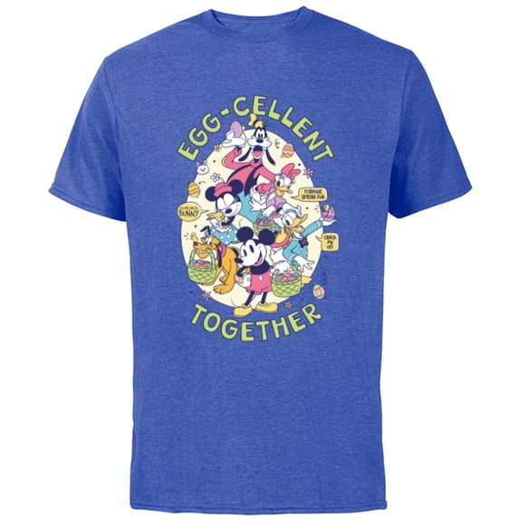 Disney Mickey Mouse and Pals Easter Egg-Cellent Together - Short Sleeve Cotton T-Shirt for Adults - Customized-Royal Heather