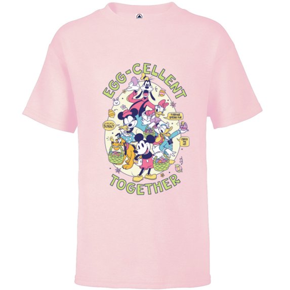 Disney Mickey Mouse and Pals Easter Egg-Cellent Together - Short Sleeve T-Shirt for Kids - Customized-Soft Pink