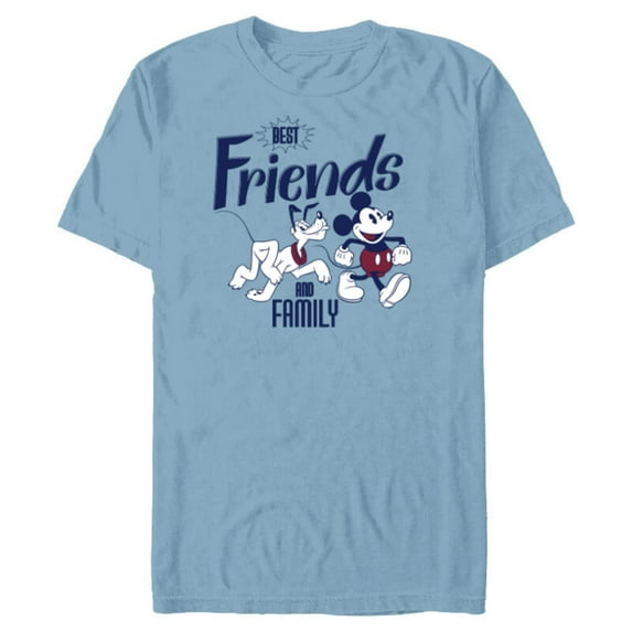 Disney Mickey Mouse and Pluto Best Friends Retro Vintage - Short Sleeve Blended T-Shirt for Adults - Customized-Ocean Blue
