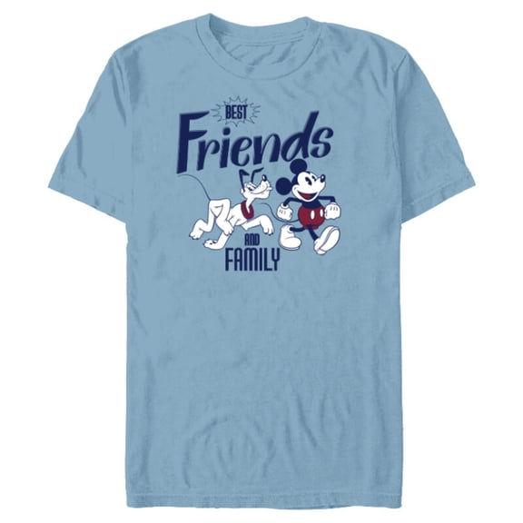 Disney Mickey Mouse and Pluto Best Friends Retro Vintage - Short Sleeve Blended T-Shirt for Adults - Customized-Ocean Blue