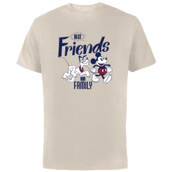 Disney Mickey Mouse and Pluto Best Friends Retro Vintage - Short Sleeve Cotton T-Shirt for Adults - Customized-Natural