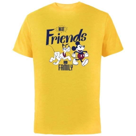 Disney Mickey Mouse and Pluto Best Friends Retro Vintage - Short Sleeve Cotton T-Shirt for Adults - Customized-Yellow