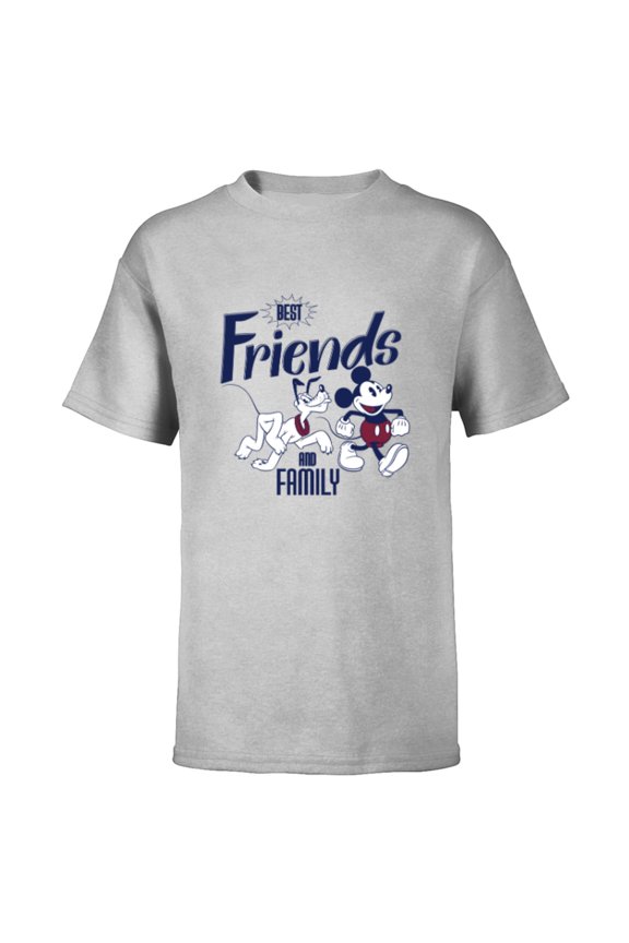 Mickey Mouse and Pluto Best Friends Retro Vintage - Short Sleeve T-Shirt for Kids - Customized-Athletic Heather