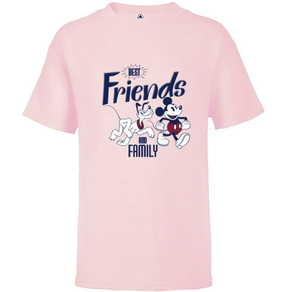 Disney Mickey Mouse and Pluto Best Friends Retro Vintage - Short Sleeve T-Shirt for Kids - Customized-Soft Pink