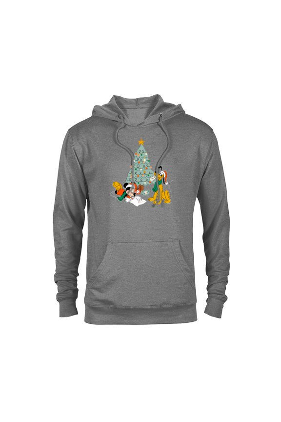 Mickey Mouse and Pluto Christmas Letter to Santa - Pullover Hoodie for Adults - Customized-Athletic Heather