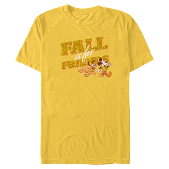 Disney Mickey Mouse and Pluto Fall is for Friends - Short Sleeve Blended T-Shirt for Adults - Customized-Yellow