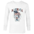 thumbnail image 1 of Disney Mickey Mouse with American Flag USA Fourth of July - Long Sleeve T-Shirt for Men - Customized-White, 1 of 5