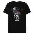 thumbnail image 1 of Disney Mickey Mouse with American Flag USA Fourth of July - Short Sleeve Blended T-Shirt for Adults - Customized-Black, 1 of 5