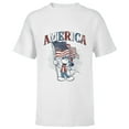 thumbnail image 1 of Disney Mickey Mouse with American Flag USA Fourth of July - Short Sleeve T-Shirt for Kids - Customized-White, 1 of 5