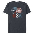 thumbnail image 1 of Disney Mickey Mouse with Flute America USA Flag 4th of July - Short Sleeve Blended T-Shirt for Adults - Customized-Navy Heather, 1 of 5