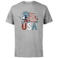 thumbnail image 1 of Disney Mickey Mouse with Flute America USA Flag 4th of July - Short Sleeve Cotton T-Shirt for Adults - Customized-Athletic Heather, 1 of 5