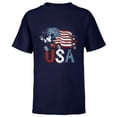 thumbnail image 1 of Disney Mickey Mouse with Flute America USA Flag 4th of July - Short Sleeve T-Shirt for Kids - Customized-Navy, 1 of 5