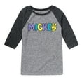thumbnail image 1 of Disney - Mickey Multicolor Hand Peace Sign - Toddler & Youth Raglan Graphic T-Shirt, 1 of 3