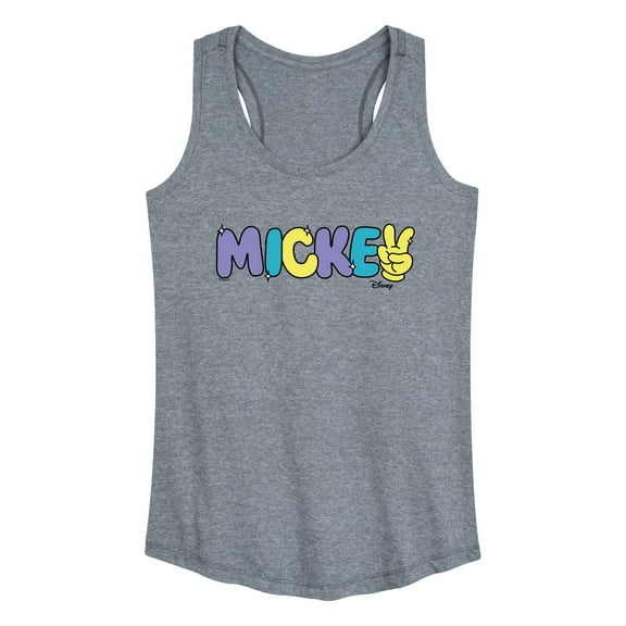 Disney - Mickey Multicolor Hand Peace Sign - Women's Racerback Tank Top