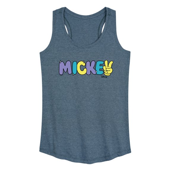 Disney - Mickey Multicolor Hand Peace Sign - Women's Racerback Tank Top