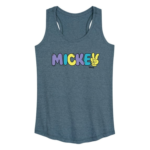 Disney - Mickey Multicolor Hand Peace Sign - Women's Racerback Tank Top