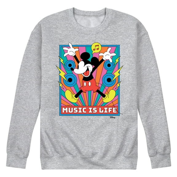 Disney - Mickey Music Is Life - Men's Crew Neck Fleece Pullover