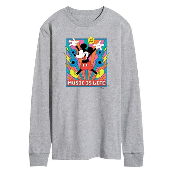 Disney - Mickey Music Is Life- Men's Long Sleeve Graphic T-Shirt