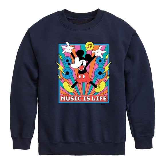 Disney - Mickey Music Is Life - Toddler & Youth Crewneck Fleece Sweatshirt