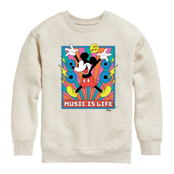Disney - Mickey Music Is Life - Toddler & Youth Crewneck Fleece Sweatshirt