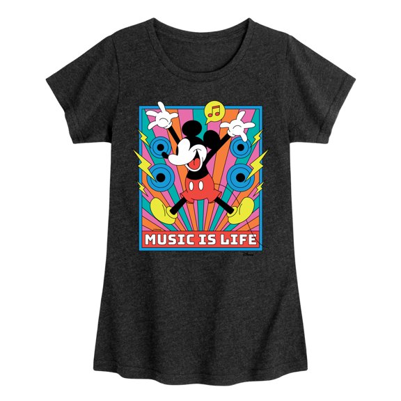 Disney - Mickey Music Is Life - Toddler & Youth Girls Short Sleeve Graphic T-Shirt