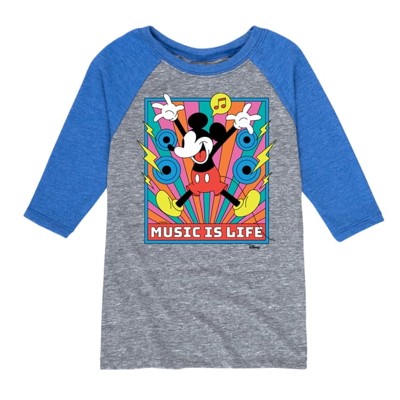Disney - Mickey Music Is Life - Toddler & Youth Raglan Graphic T-Shirt