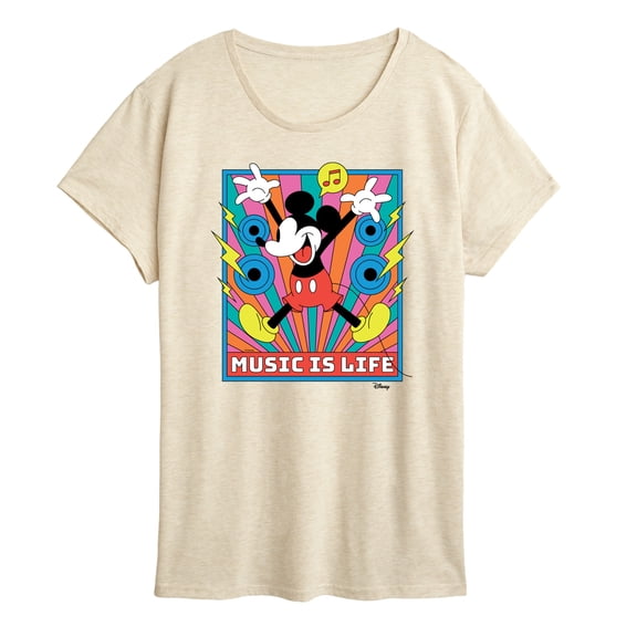 Disney - Mickey Music Is Life - Women's Short Sleeve Graphic T-Shirt